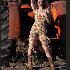 GORGEOUS Layered SILK Flowered, designer dress